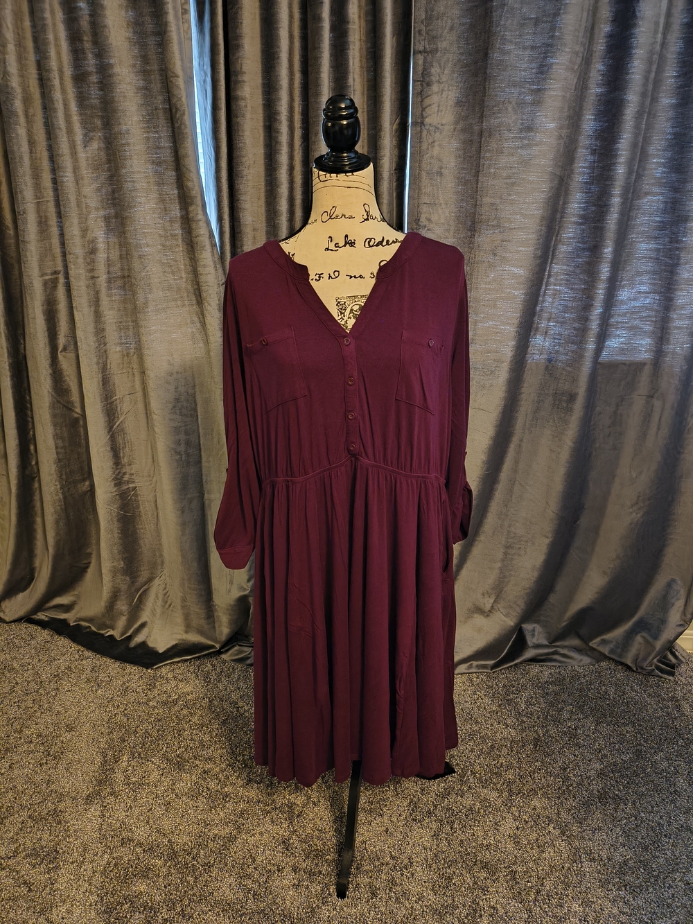 torrid Deep Plum Button-Front Midi Dress